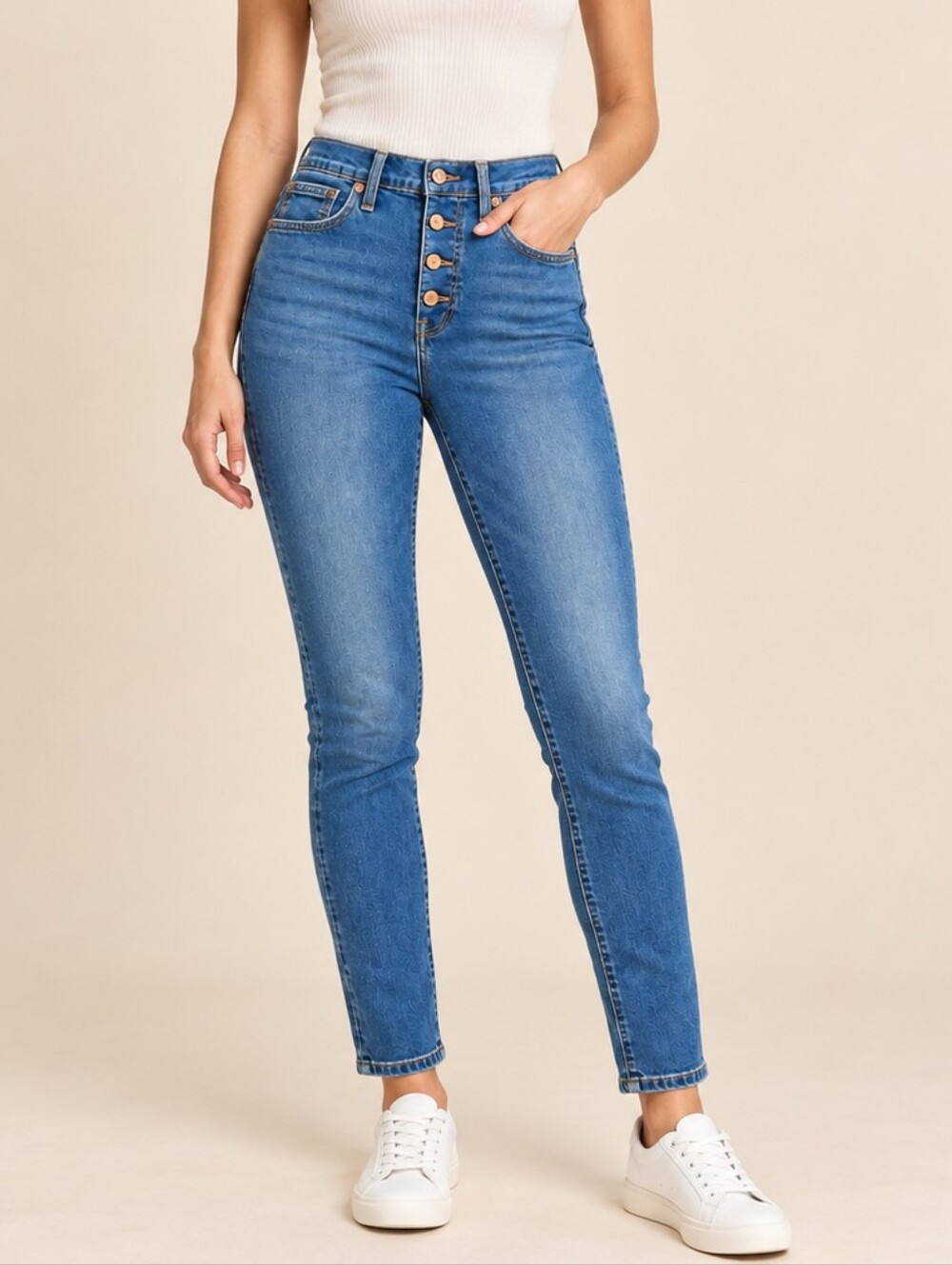 Madewell 10" High-Rise Skinny Jeans Dewitt Button Fly Tencel Denim Blue Women 28